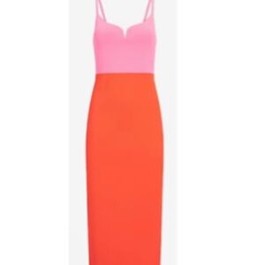 Express Pink and Orange Midi Dress NWOT
